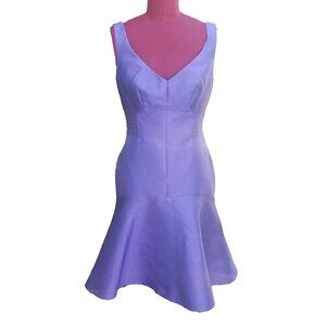 Lela Rose Dress Purple Silk Faille Sleeveless Drop Waist Sleeveless V Neck 4